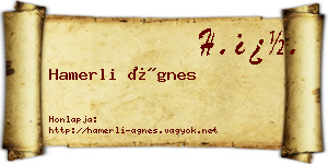Hamerli Ágnes névjegykártya